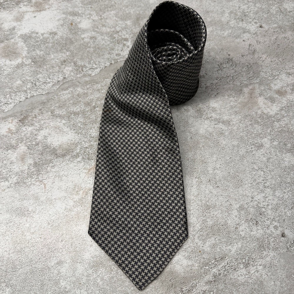 Today's Man‎ Necktie Mens OS Grey Houndstooth Silk Made in Italy